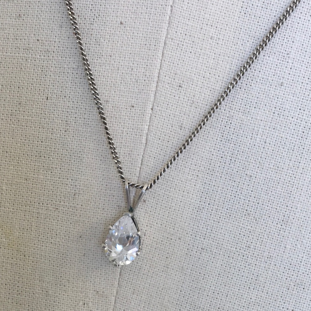 Sterling Silver Chain + Cubic Zirconia Pendant